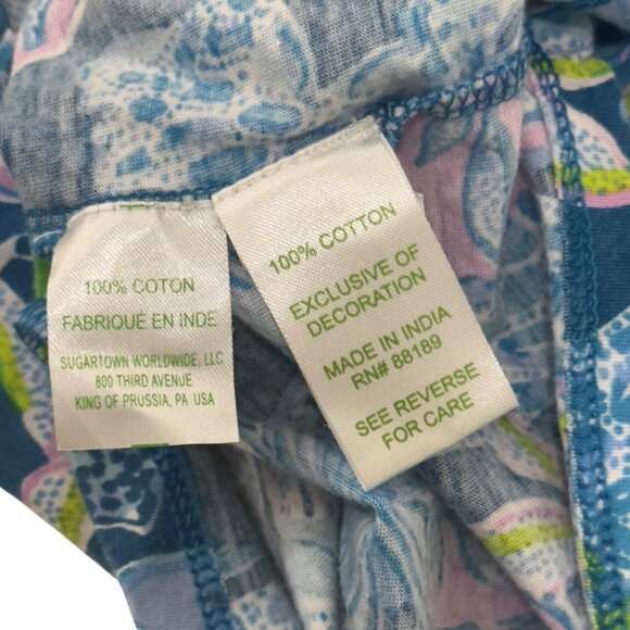 Lilly Pulitzer Girl Floral Romper Size L(8-10) Blue Green Pink 100% Cotton - Picture 4 of 9